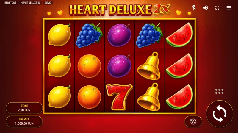 Heart Deluxe 2x - játék képernyő 5×3-as tárcsákkal